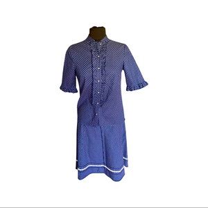 Vintage 80s skirt set navy and white with silver buttons